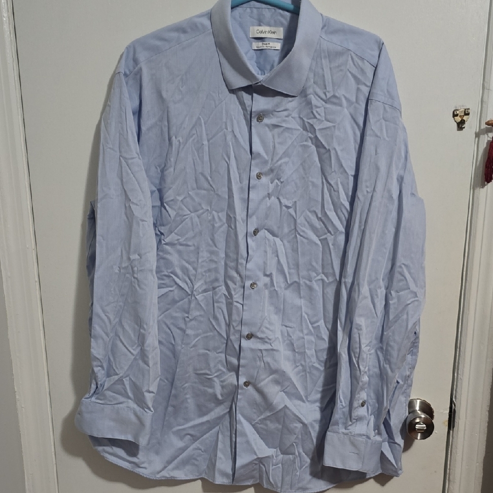 Calvin Klein Blue Dress Shirt Classic Business Style